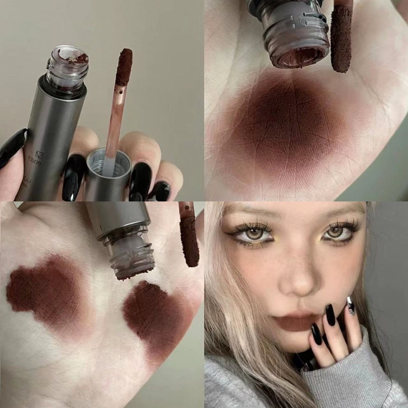 Hellostyle Rich Chocolate Coffee Brown Lipstick Matte Lip Glaze Lip Mud