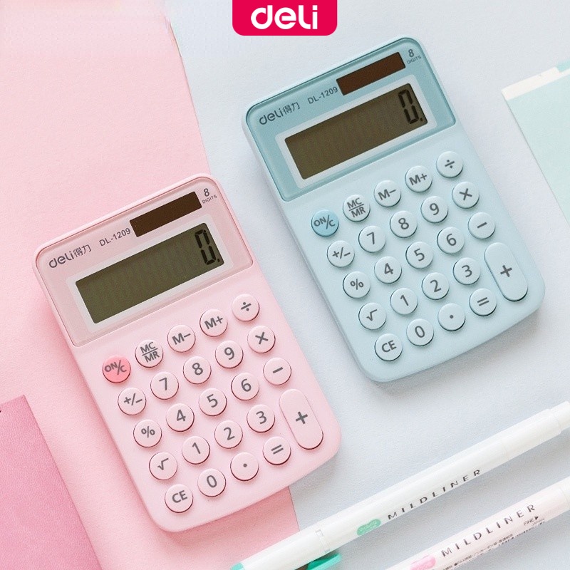 Deli Mini Calculator Basic Cute Desktop Calculator Dual Power Office ...