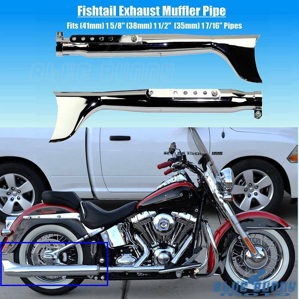 Motorcycle Left Right Side Exhaust Muffler Fish Tail Fin Silencer Pipe ...
