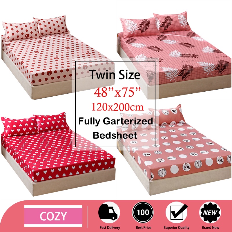 Twin Size Cotton Fully Garterized Bedsheet Fitted Bed Sheet Mattress