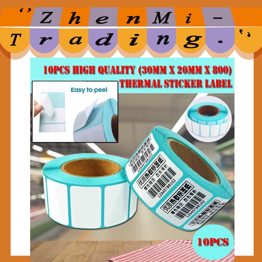10rolls High quality (30mm x 20mm x 800)Thermal sticker label | Shopee ...
