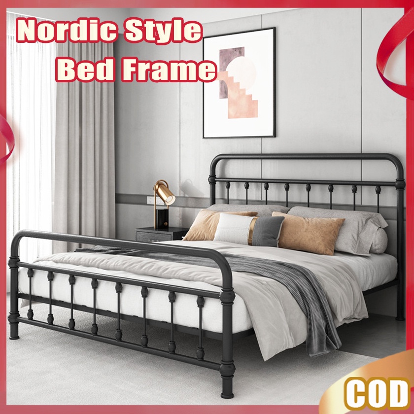 King Bed Frame Metel Double Bed American Simple Iron Bed Retro European