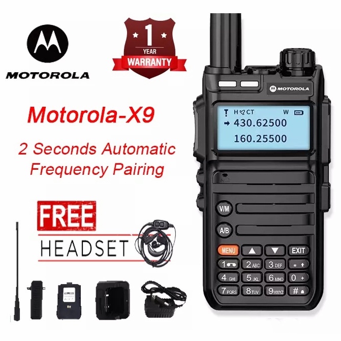 X9 Motorola Walkie Talkie Long Range 15 Watts Handheld Dual Band U/V