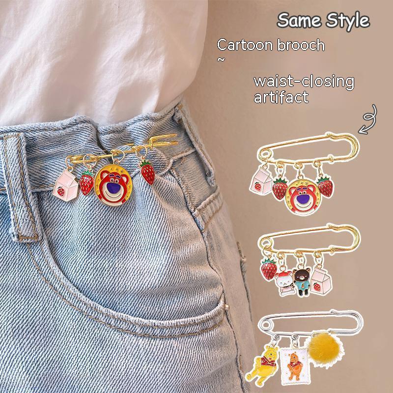 Waist-Tight Artifact Pin Pants Waist Tightening Waist of Trousers Smaller  Fixed Clothes Summer Anti-Exposure Brooch Clasp Accessories