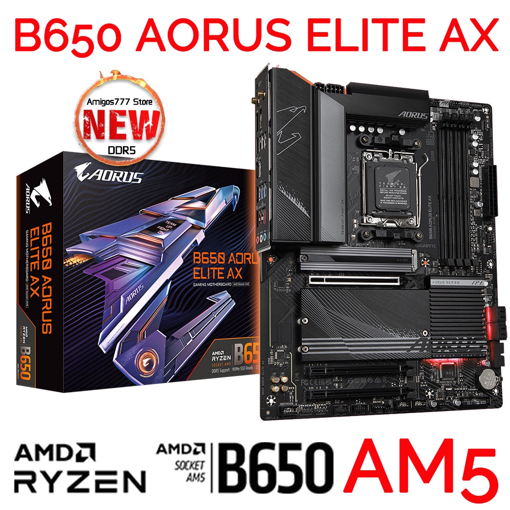 Am5 Motherboard B650 Aorus Elite Ax Am5 Ddr5 Support Amd Ryzen 7000