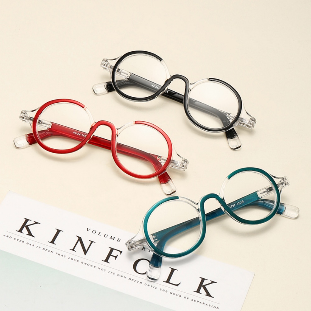 Individualized round mirror spring leg anti blue light reading glasses ...
