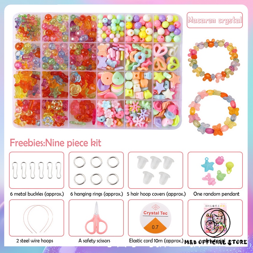 24 Grid Beads Set Kids Toy Girls Mix Color Spacer Bead Bracelet Jewelry ...