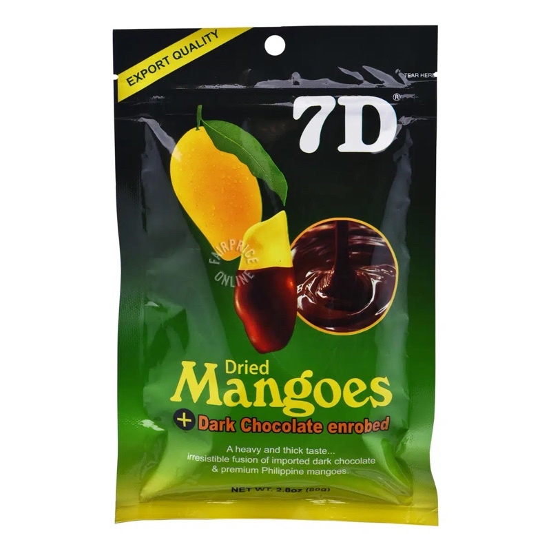 7D Dried Mangoes Dark Chocolate Enrobed 80g BUY ONE TAKE ONE Cebu
