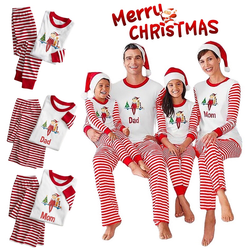 Family Matching Christmas Pajamas Set Men Women Kids Xmas Sleepwear ...