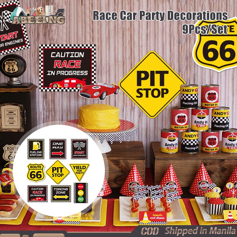 9Pcs Race Car Party Decorations Supplies Set Happy Birthday Banner ...