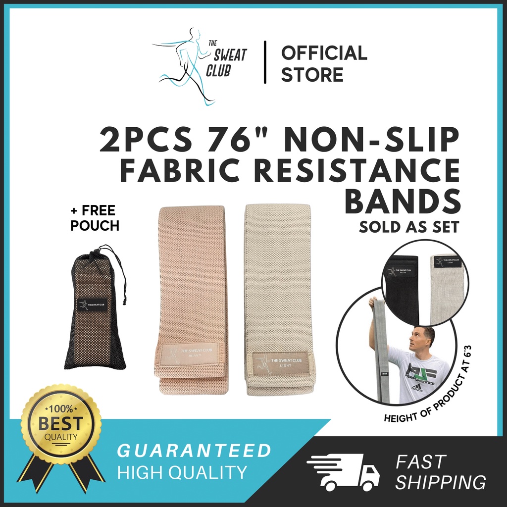 2 PCS SET Premium 76 Inch Extra Long Extended Length Fabric Non Slip Resistance Band Exercise Band Shopee Philippines