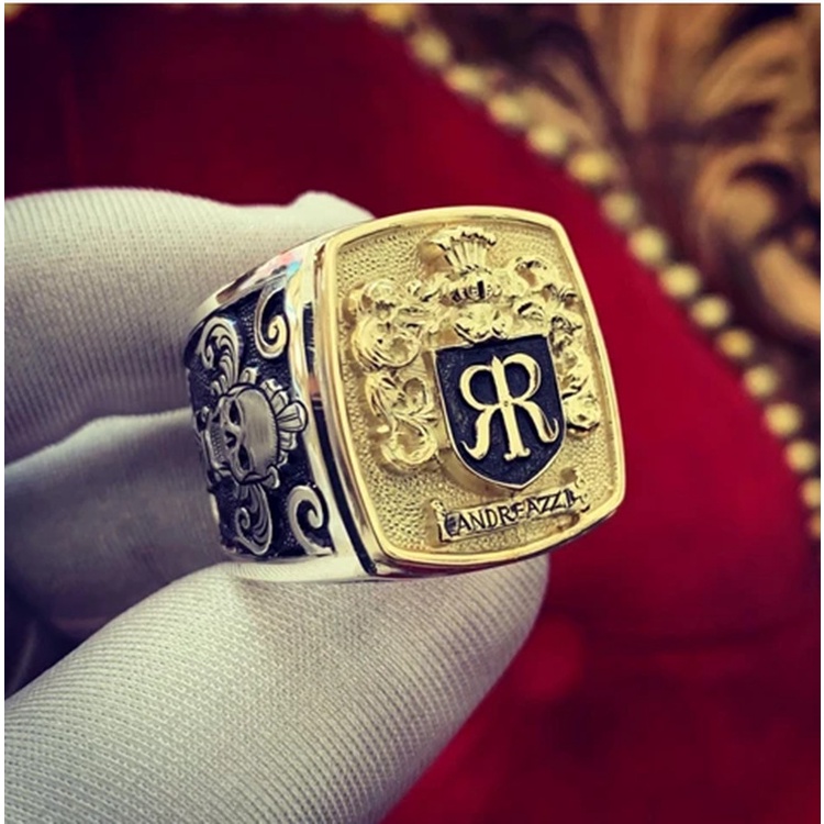 Punk Gothic Skull Gold Color Ring Men's Locomotive Hip Hop Jewelry Gift ...