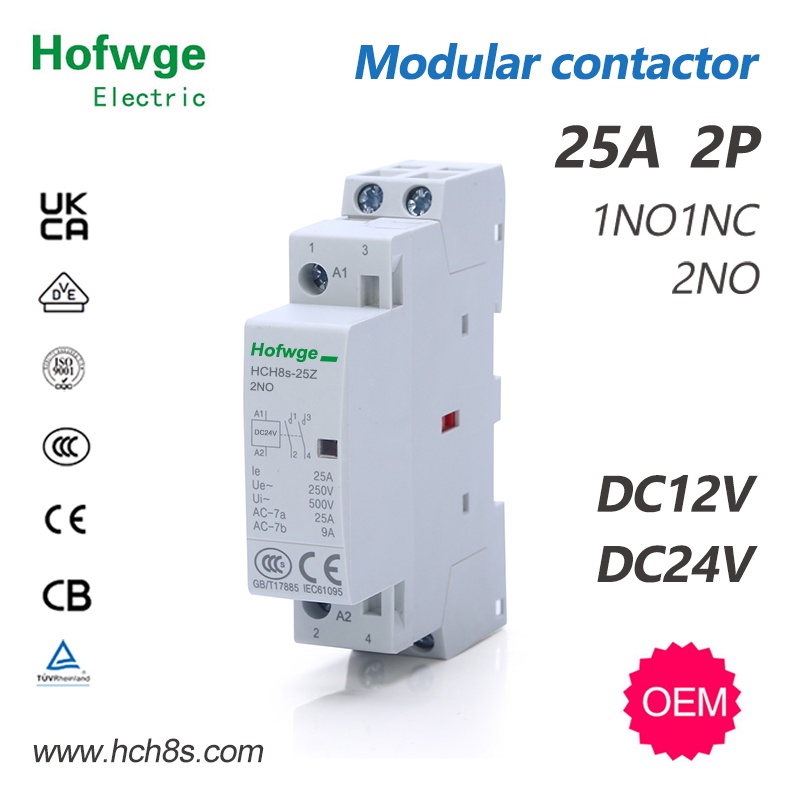 Hch8s-25z Dc Contactor Dc24v Coil Dc12v 2p 220v 25a 16a 2no 1no1nc ...