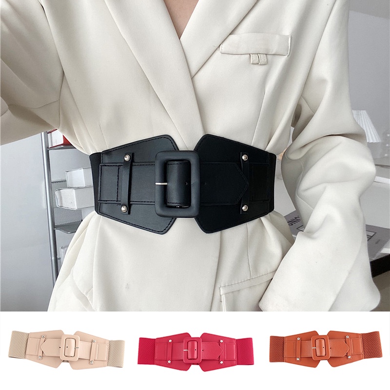 Ultra Wide Waist Belt Elastic Corset Solid Color Decorative