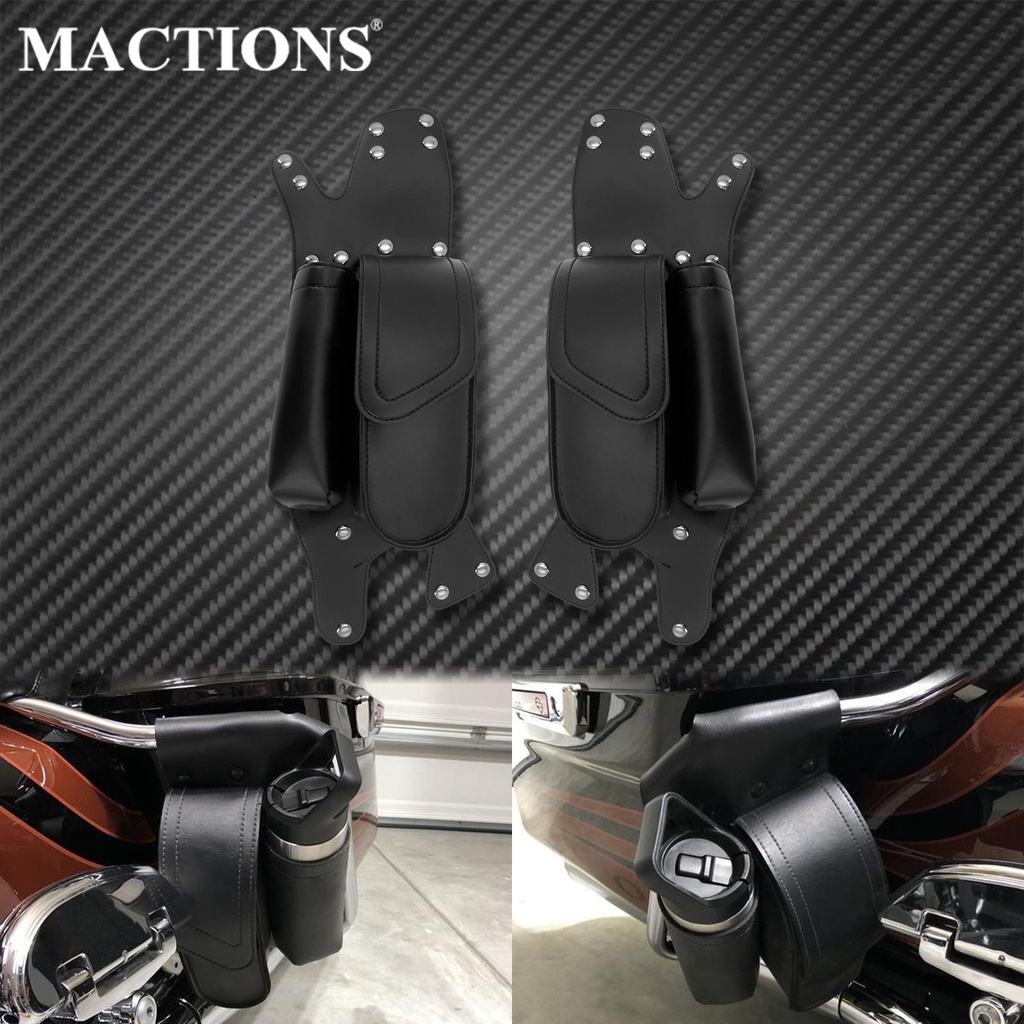 ♤Motorcycle Crash Bar Saddlebag Guard Bags With Water Bottle Holder