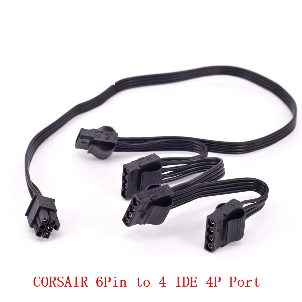 PCIe 6Pin to 4 IDE Molex 4Pin Power Supply Cable for Corsair CS450M ...