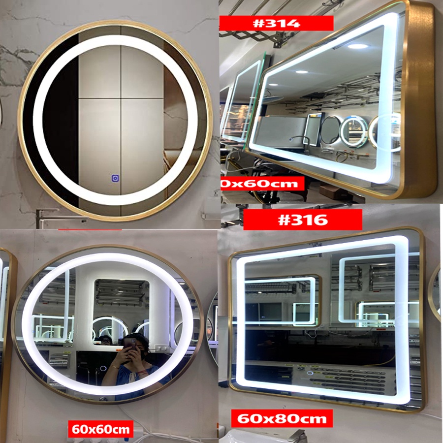 Tri color Gold Frame Vanity Mirror / Led Light Mirror / Metal Frame