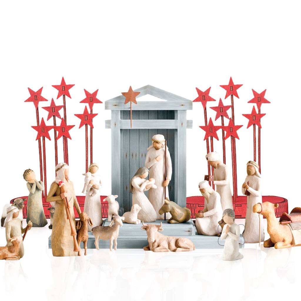 21pc/set Polyresin MINI Nativity Set Figurines Christ Birth Of Jesus