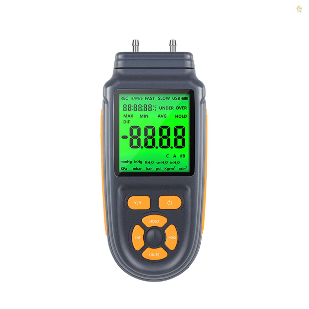 MIP Digital Manometer Dual Port Air Gas Pressure Tester Differential ...