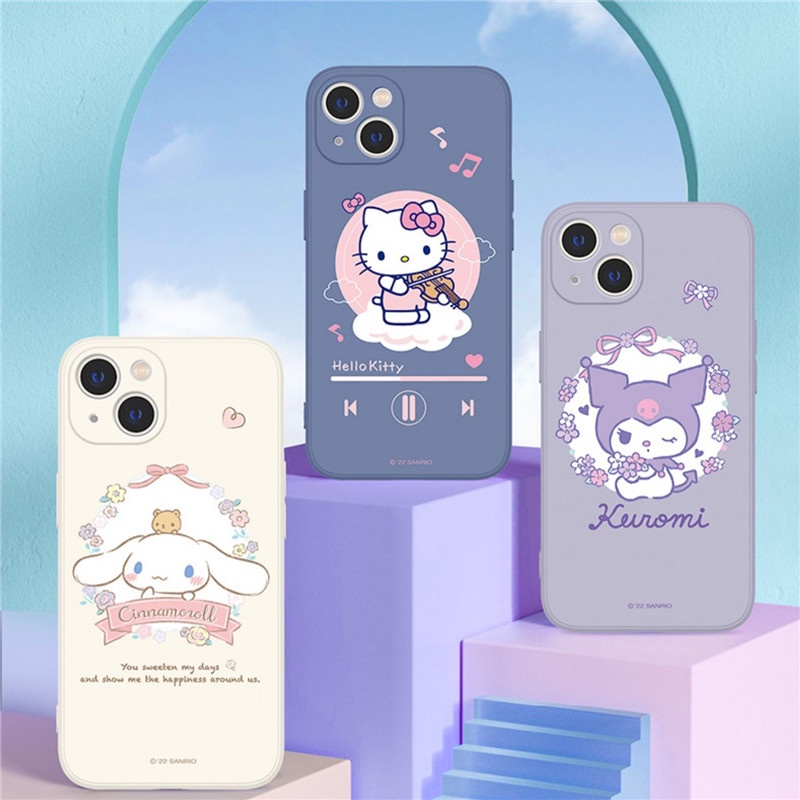 Original Sanrio Characters Hello Kitty Kuromi Cinnamoroll Liquid Silicone Case For Iphone 14 Pro 0184