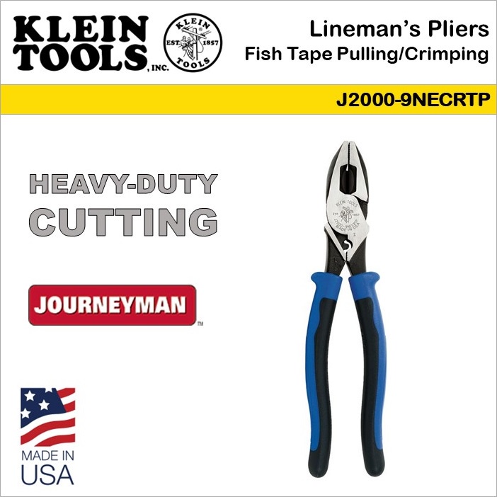 Klein Tools Lineman's Pliers Fish Tape Pulling/Crimping J2000