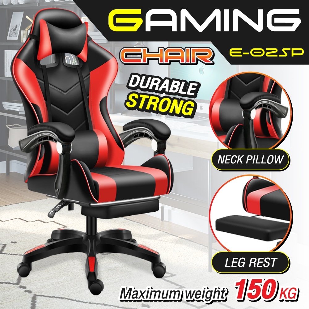 B&G Leather Gaming Chair With Foot Rest Ergonomic Computer Chair-E02SP ...