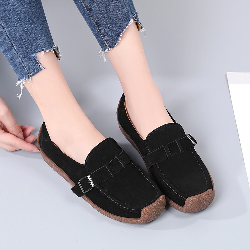 Slip On Shoes For Women Topsider Flat Lady Suede Leather Shoes Loafers ...