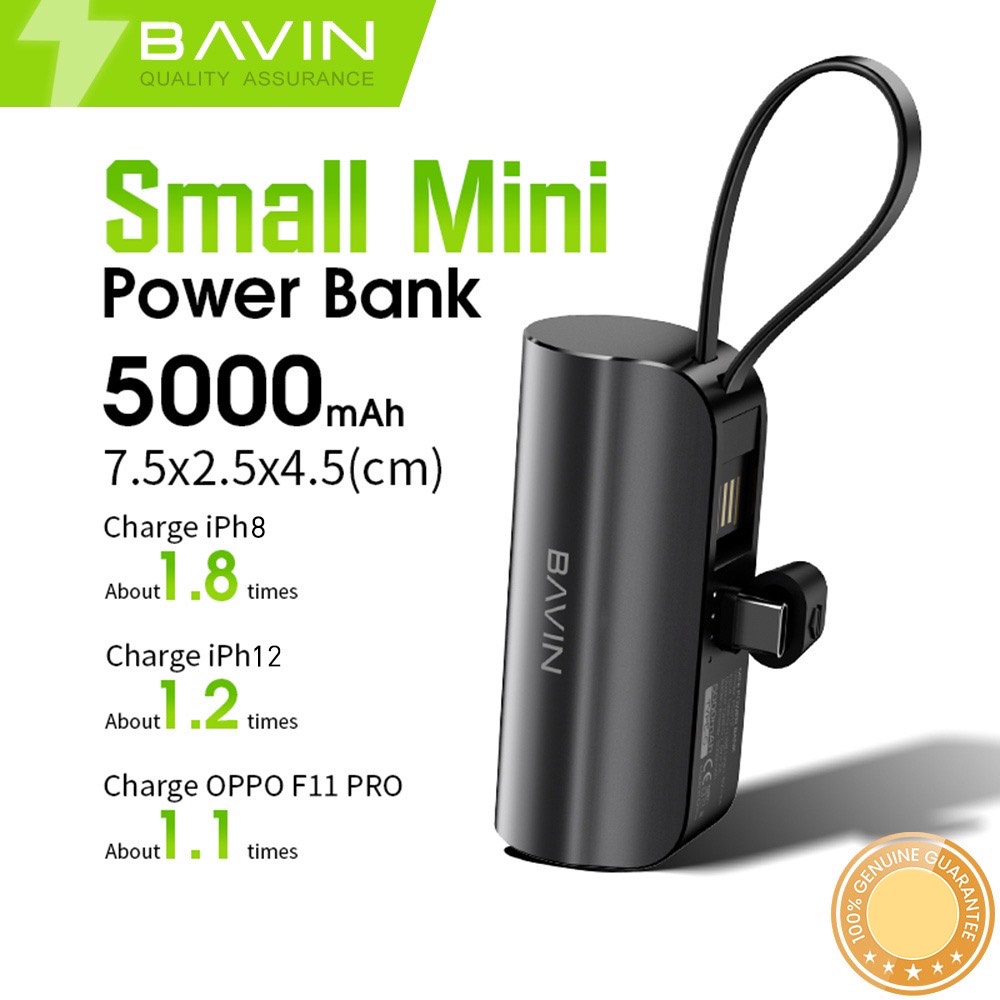 Bavin 【pc012 Pc013】 5000mah Mini Fast Charging Portable Power Bank Built In Cable And Type C Iph