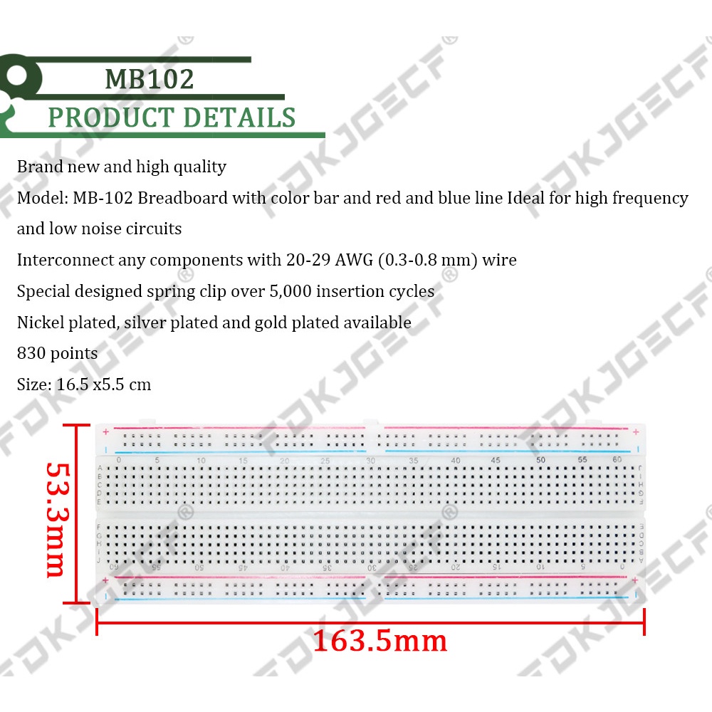 3.3V/5V MB102 Breadboard power module + 65 jumper wires + MB-102 830 ...