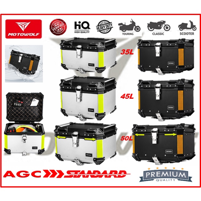MOTOWOLF FULL ALUMINIUM TOP BOX WATERPROOF TAIL CASES HEAVY DUTY FOR ...