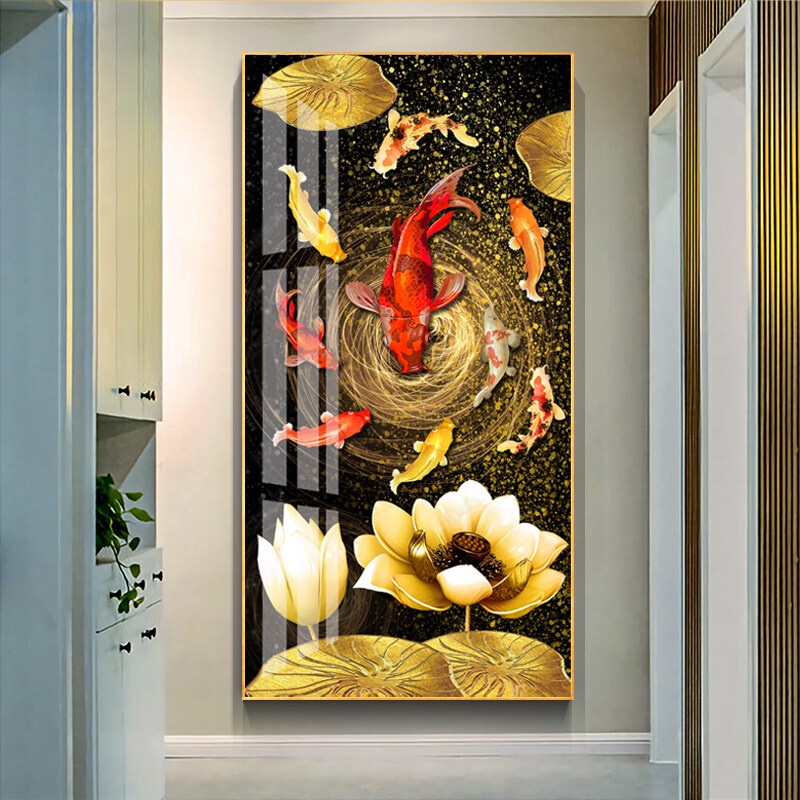 Modern Big Size Koi Fish Canvas Painting Home Living Room Wall Decor ...