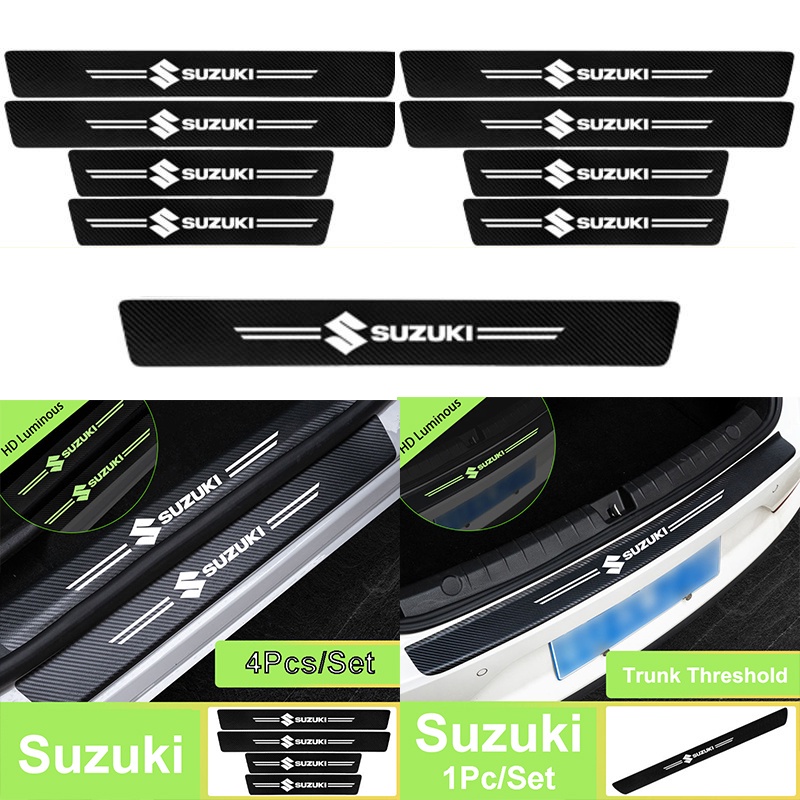 [Ready Stock] Carbon Fiber Luminous Car Door Sill Strip Protector