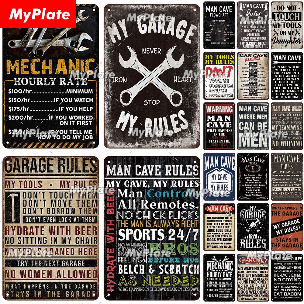 My Garage Metal Sign Vintage Mechanic Tin Sign Man Cave Decoration Wall ...