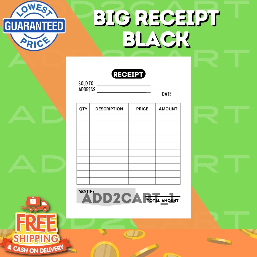 BIG BLACK Minimalist na Resibo Receipt for Online Sellers Notepad Pad ...
