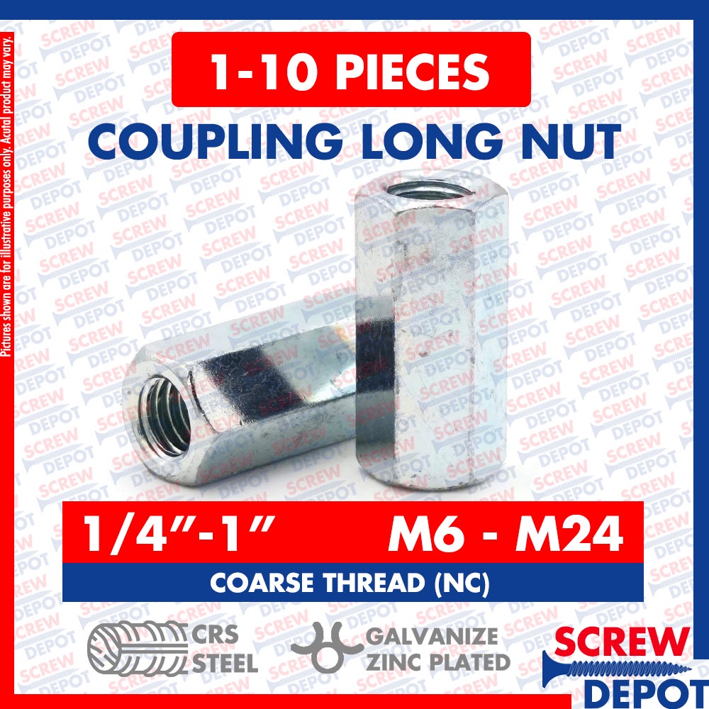 110PCS Coupling Nut Long Nut Galvanized Threaded Rod Connector