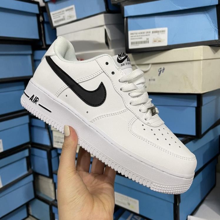 Air Force 1 Sneakers With Black Streaks, Af1 White Sneakers With Black ...