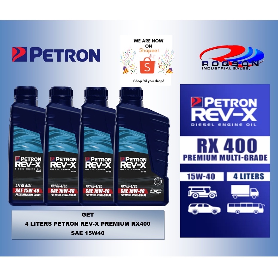 PETRON REV-X PREMIUM MULTIGRADE RX400 SAE 15W40 (4 LITERS) | Shopee ...