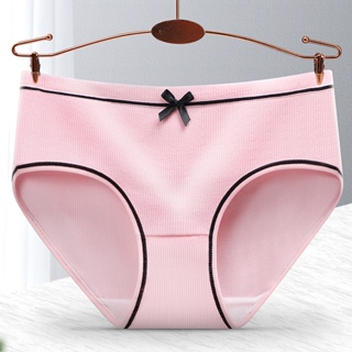 Japanese Cute Plus Size Girls Underwear Women's Threaded Breathable  Mid-waist Women's Cotton Underwear