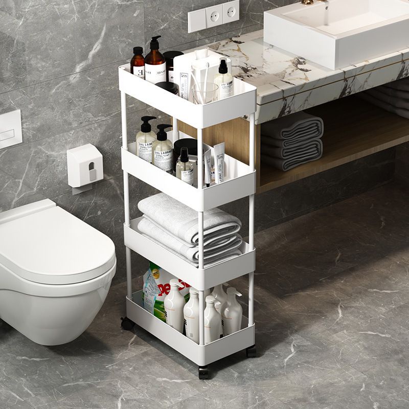 4 layer Bath Rack Bathroom Shelves Rolling Trolley Kitchen Organizer