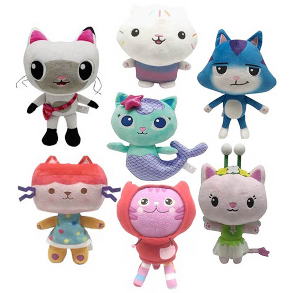 25Cm Gabby Dollhouse Lovely Plush Gaby Toy Plush House Cat Doll Cartoon Stuffed Animals Mermaid