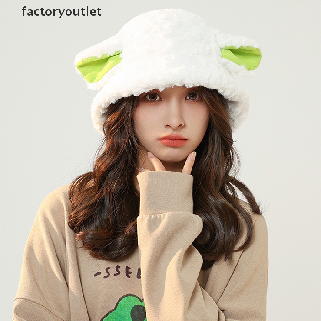 FCPH Handmade Sheep Baa Bucket Hat Lolita Sheep Cap with Ears Cute Girl