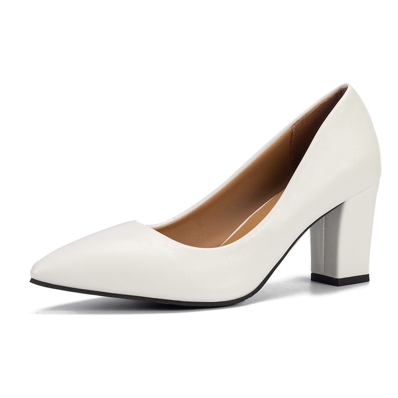 MARTINI Leather Pointed Work Heels For Women Black and White 3 Inches Shopee Philippines