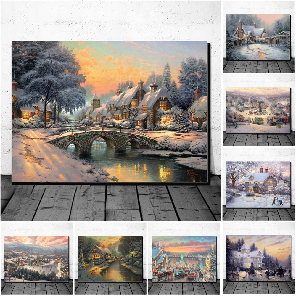 Christmas Snow Landscape Farmhouse City Poster Thomas Kinkade Nature   Sg 11134201 22110 Tyrsesbt8qjvd8