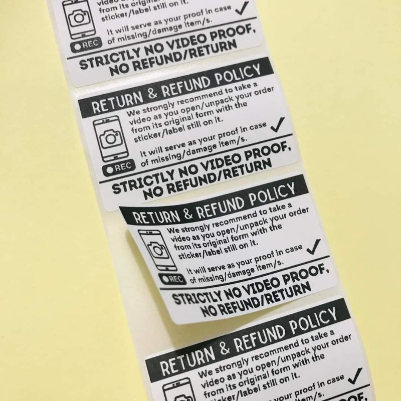 No video no return no refund stickers shopee philippines
