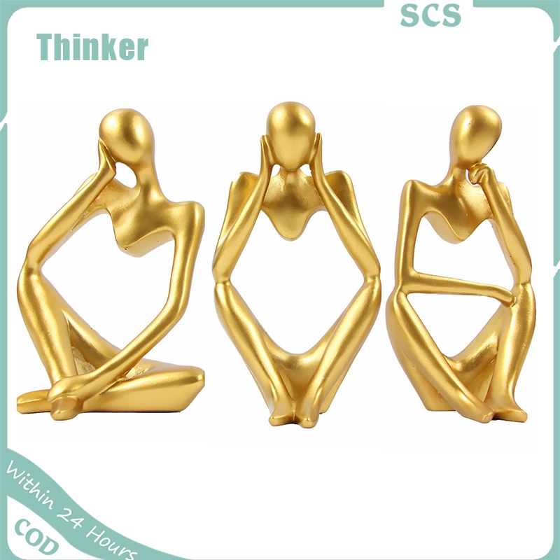 Resin Thinker Statue Gold Decor Gold Figurines Home Decor Modern Home
