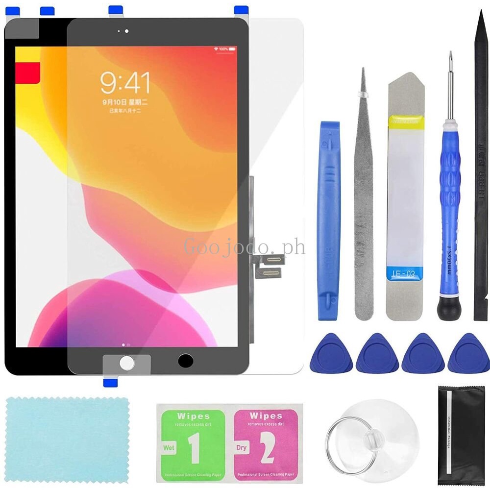 Replacement Touch Screen Digitizer For IPad 7/8/9 10.2 Inch - Front Glass With Tools & Adhesive (Black)
