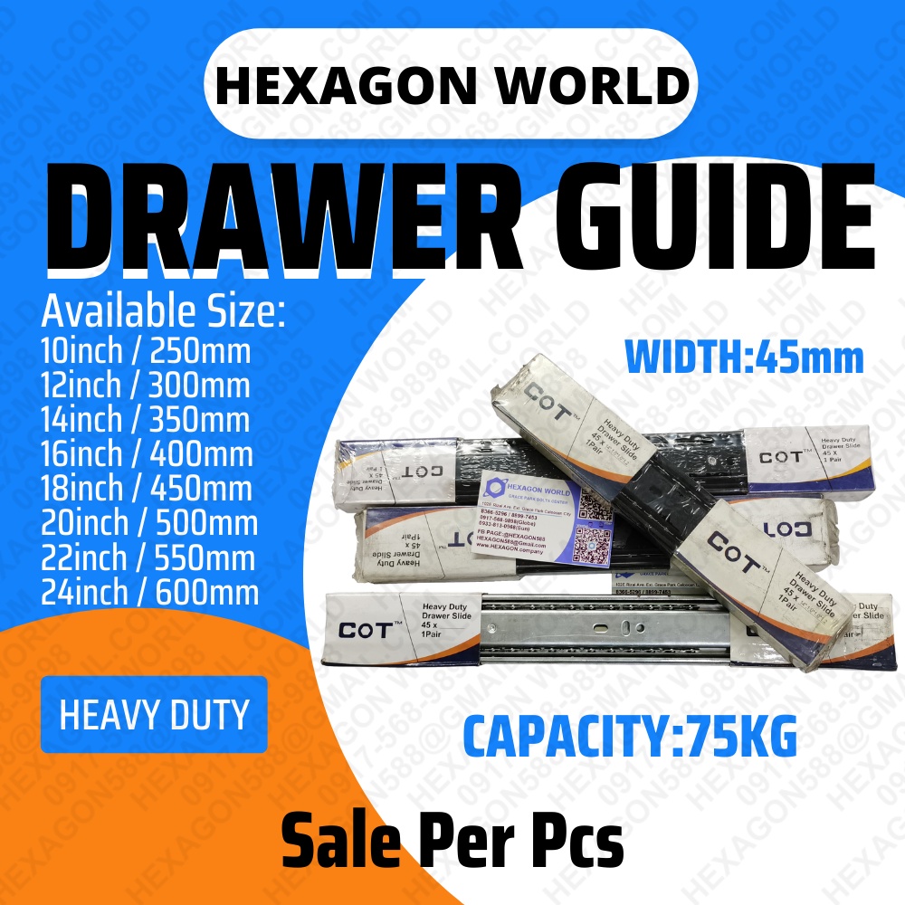 1Set=1Pair COT Heavy Duty Drawer Guide Full Extension Ball Bearing ...