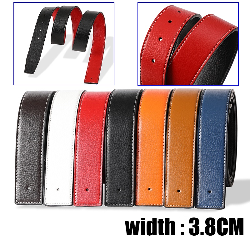 Genuine Leather Men's Business Belt Buckleless With Hole Double-Line ...