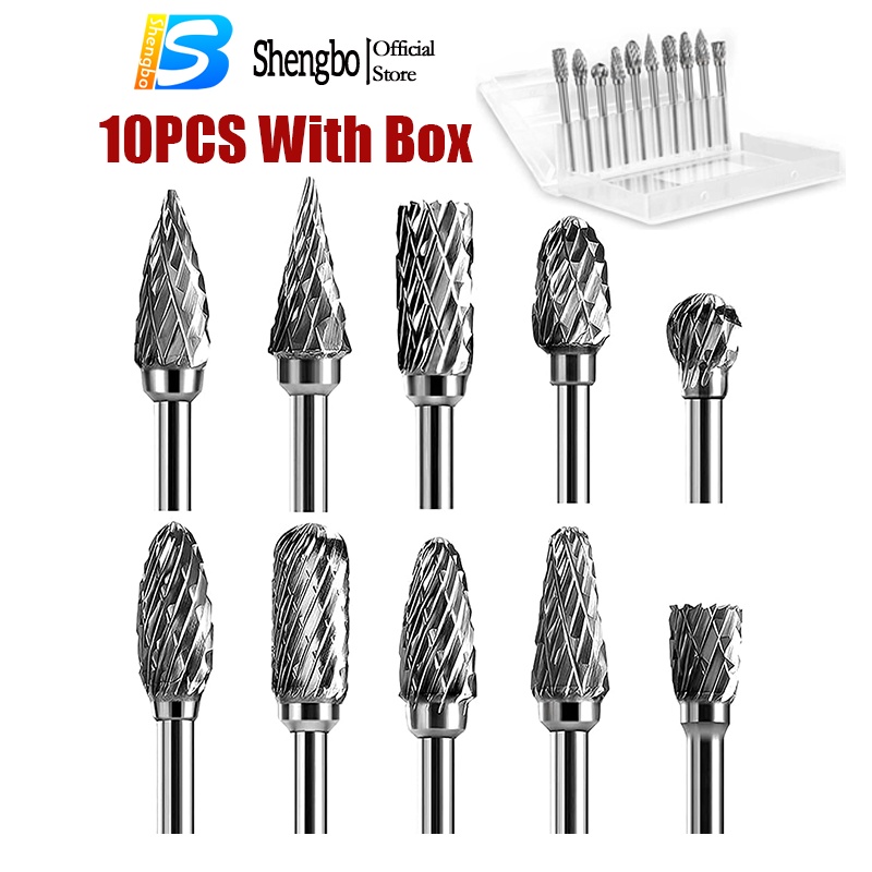 10pcs Tungsten Steel Carbide Rotary Burr Set Porting Tool for Metal
