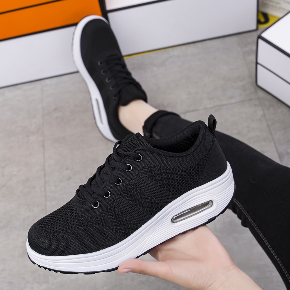 Women Korean Style Sports Sneakers Lightweight Breathable Casual Black Rubber Shoes For Women Shopee Philippines